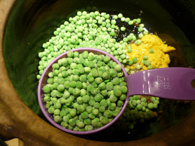 Then add the frozen peas